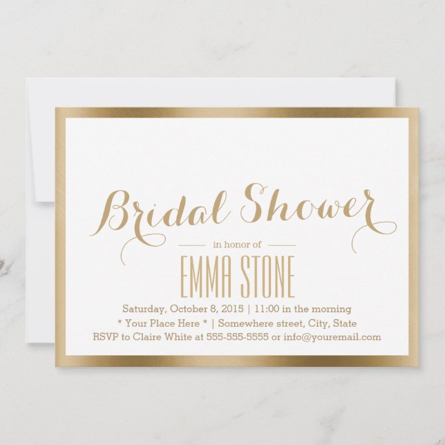Brautparty Modernes Gold Foil Border Einladung (Vorderseite)