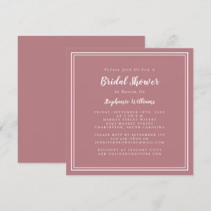 Brautparty Modernes Square Chic Dusty Rose Pink Einladung