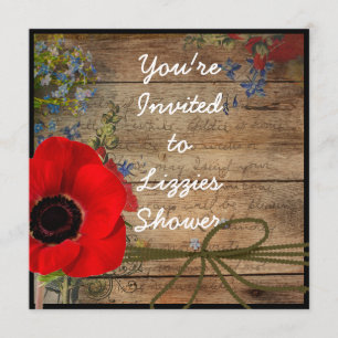 Brautparty Mohn BLUME Einladung