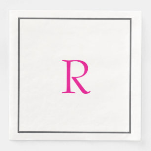 Brautparty Monogramme Name Hot Pink Wedding Serviette