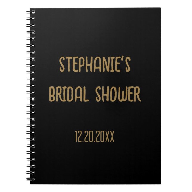 Brautparty Name Black Gold Wedding Guest Notizblock (Vorderseite)