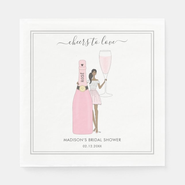 Brautparty Napkin - Bubbly Rose Serviette (Vorderseite)
