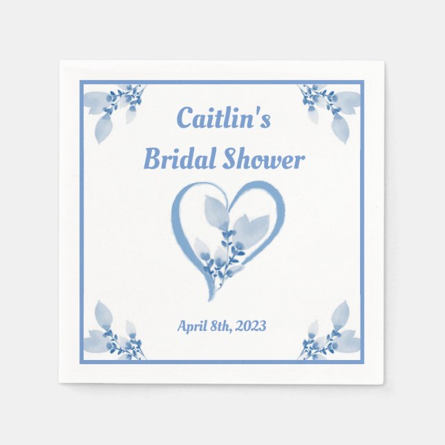 Brautparty Napkin - Thema Blaue Wasserfarbe Serviette (Vorderseite)