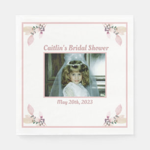 Brautparty Napkin - Thema "Dusty Rose mit Foto" Serviette