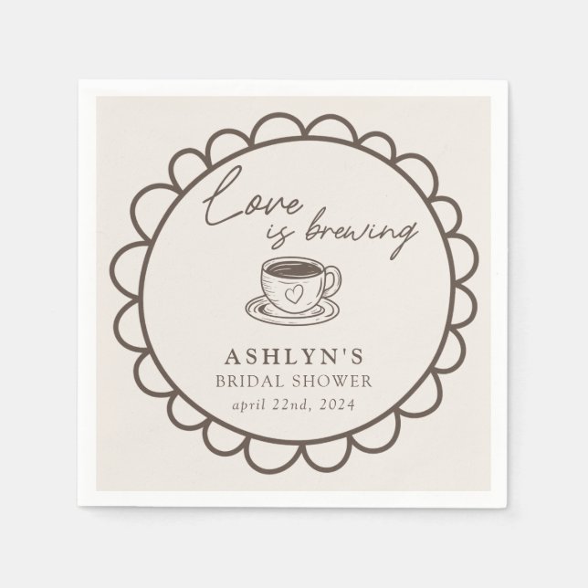 Brautparty Napkins, handgezeichneter Kaffee Serviette (Vorderseite)