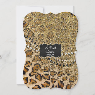 Brautparty Natural Gold Leopard Animal Print Einladung