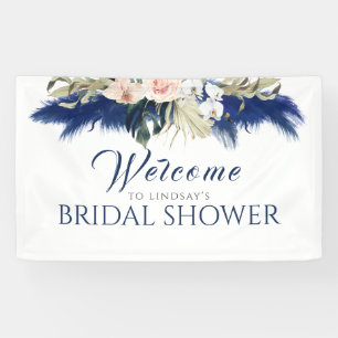 Brautparty "Navy Blue Pampas Grass" Willkommen Banner