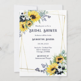 Brautparty Navy Blue und Sunflower Einladung