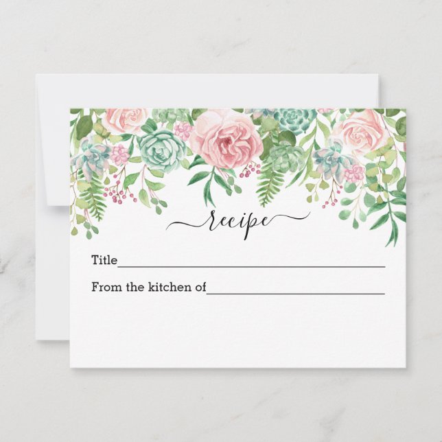 Brautparty Niedlich Floral Fab Rezept Karte (Vorderseite)