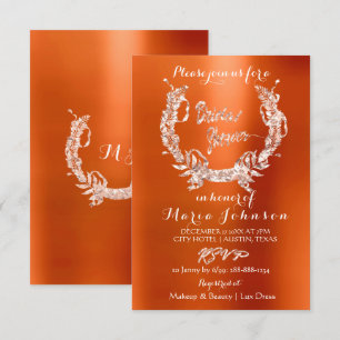 Brautparty Olive Wreath Rose Gold Orange Coral Einladung