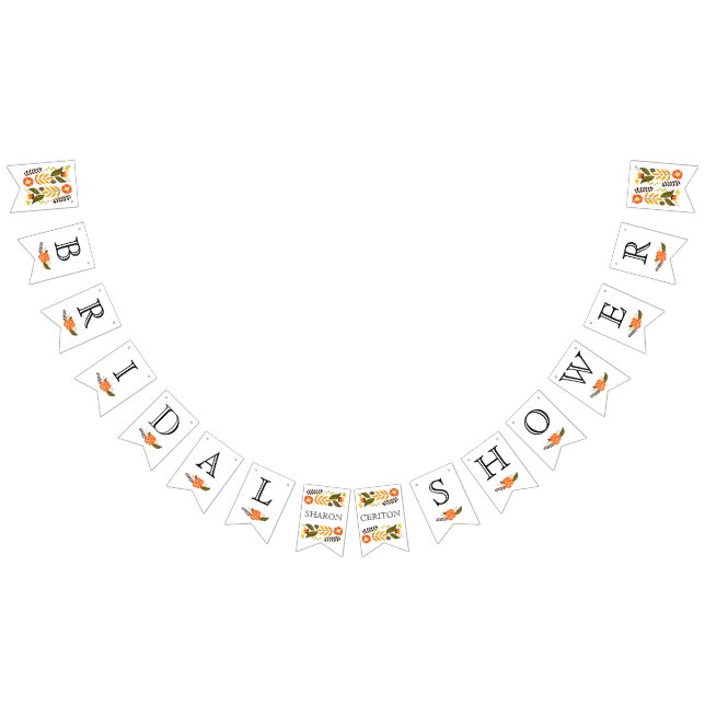 Brautparty-Orangengelb niedliche Blumenhochzeit Wimpelkette (Alle)