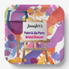 Brautparty Paint and Sip Party Pappteller