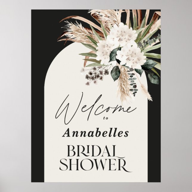 Brautparty Pampas Gras Moderne boho elegant Poster (Vorne)