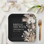 Brautparty Pampas Moderne Schwarz Pappteller<br><div class="desc">Brautparty Pampas Gras und Eukalyptus moderne boho elegante natürliche,  schwarze stilvolle Party-Design.</div>