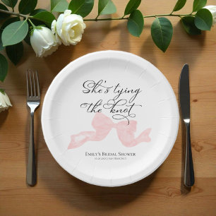 Brautparty Papier-Teller   Pink Bow Pappteller