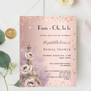 Brautparty Paris Rose Eiffelturm Einladung
