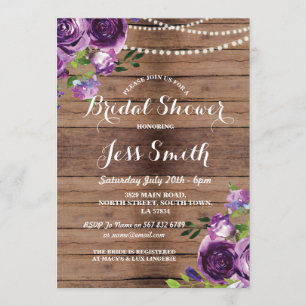 Brautparty Party Purple Blumen Chalk Einladung
