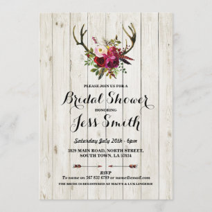 Brautparty Party Rustic Antler Floral Einladung