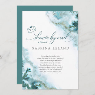 Brautparty per Post Aquamarine Wasserfarbenmoos Ag Einladung