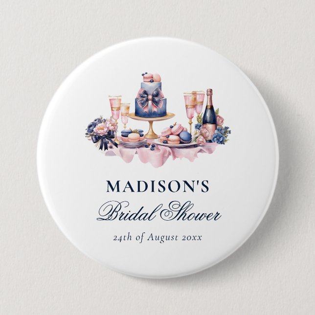 Brautparty Personalisierte Wasserfarbenhochzeit Button (Vorderseite)