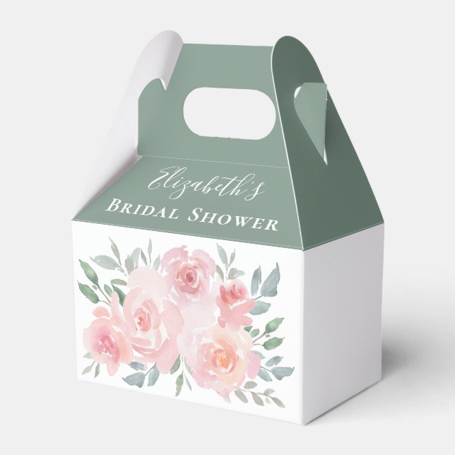 Brautparty Pink Floral Aquarell Gesichtsfeld Geschenkschachtel (Rückseite)