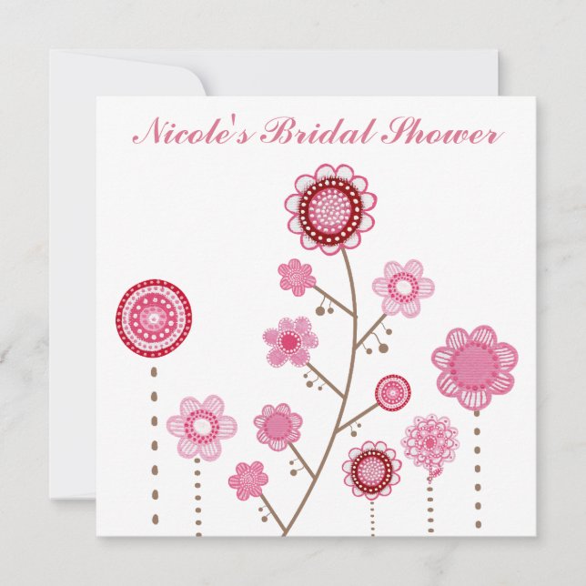 Brautparty Pink Floral Girly Einladung (Vorderseite)
