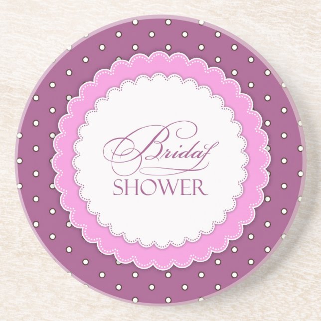 Brautparty Pink Lila Polka Sandstein Untersetzer (Vorne)
