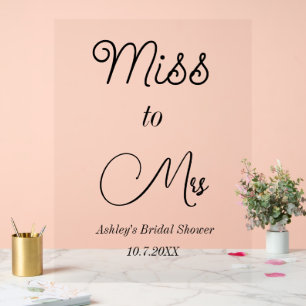 Brautparty Pink Miss an Mrs. Sign Foam Boards Acrylschild