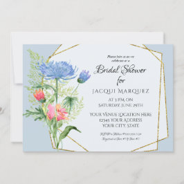 Brautparty Pink n Dusty Blue Ferns n Floral Art Einladung