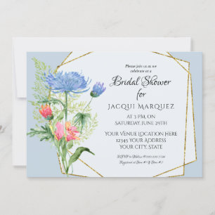 Brautparty Pink n Dusty Blue Ferns n Floral Art Einladung