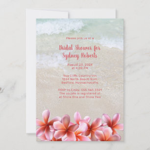 Brautparty Pink Plumeria Beach Sand Einladung