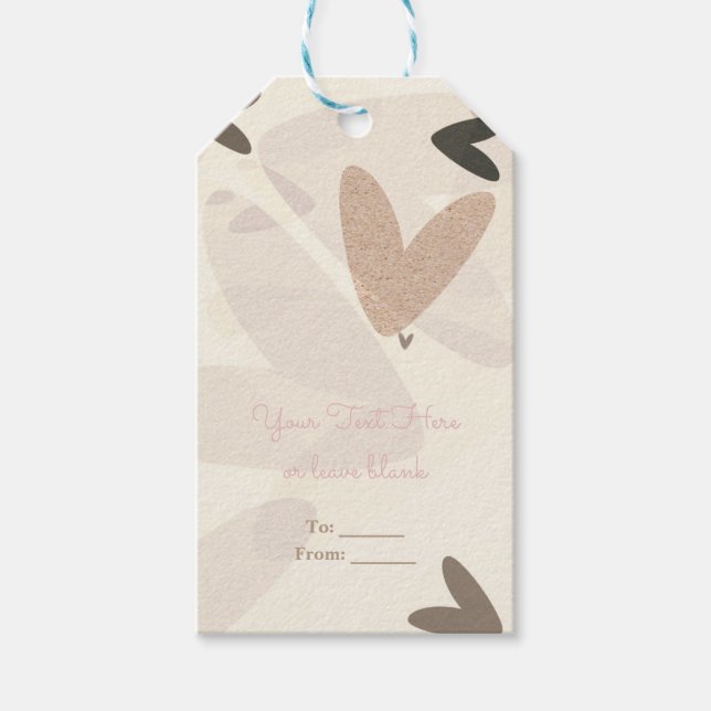 Brautparty Pink & Taupe Herz Chic Gefallen Geschenkanhänger (Vorderseite)