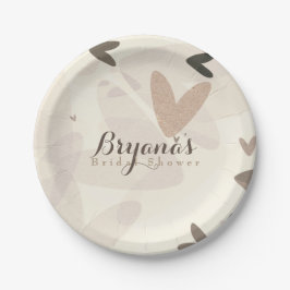 Brautparty Pink & Taupe Herz Chic Party Pappteller