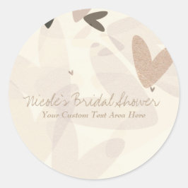 Brautparty Pink & Taupe Herz Custom Gefallen Runder Aufkleber