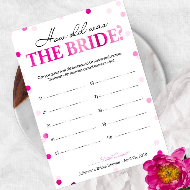 Brautparty Pink wie alt war das Brautspiel (Von Creator hochgeladen)