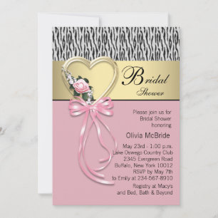 Brautparty Pink Zebra Schwarz Gold Zebra Einladung