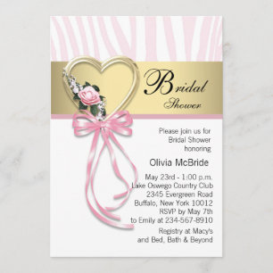 Brautparty Pinkes Zebra Schwarz Gold Zebra Einladung