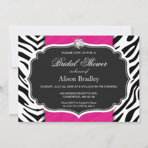 Brautparty Polterabend Zebra Print Hot Pink Einladung
