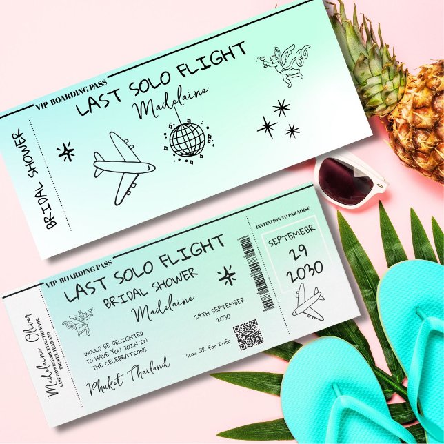Brautparty QR Boarding Pass letzten Solo Flug Einladung (Von Creator hochgeladen)