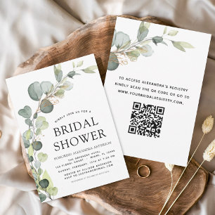 Brautparty QR Code Greenery Eukalyptus Einladung