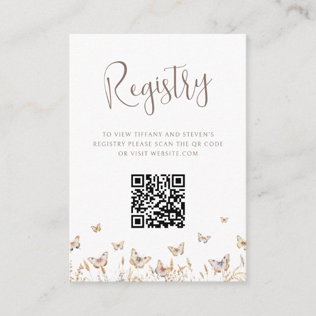 Brautparty QR-Code-Registrierung für Schmetterling Begleitkarte (Vorderseite)