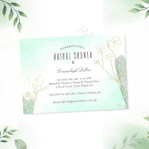 Brautparty "Radiant Mint Green Botanical Glitzer" Einladung