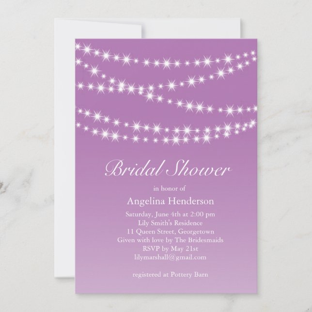 Brautparty "Radical Orchid Twinkle Lights" Einladung (Vorderseite)