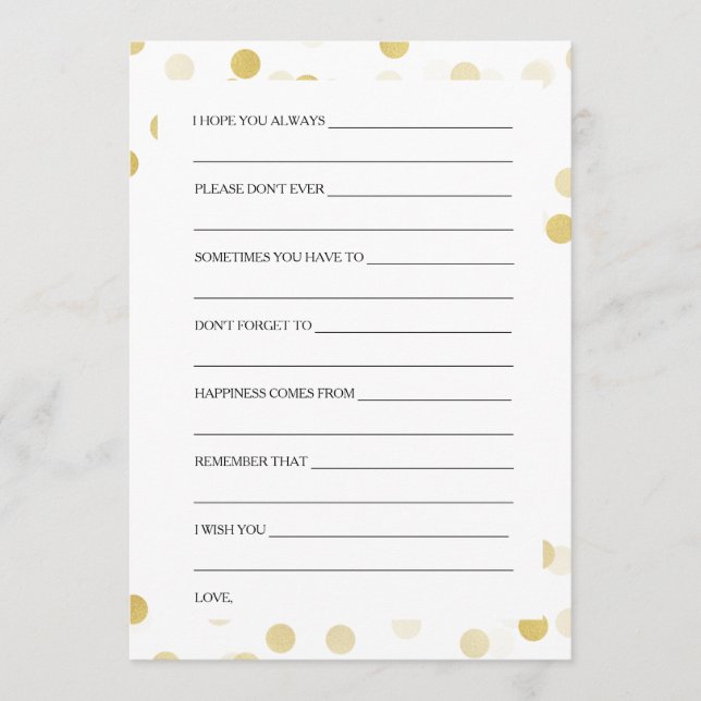 Brautparty Ratschläge Karten Gold Foil Glitzer Lig (Vorderseite)