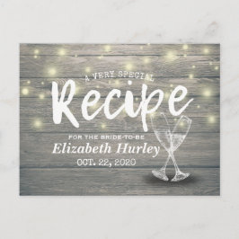 Brautparty Recipe Champagne Glass Wood Lights Postkarte