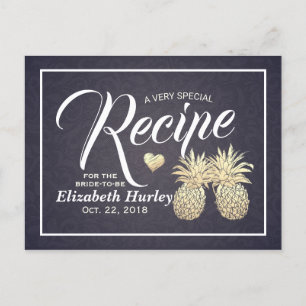 Brautparty Recipe Chic Gold Ananas Navy Blue Einladungspostkarte