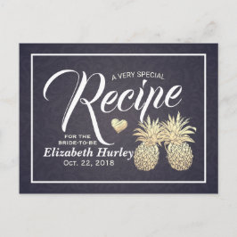 Brautparty Recipe Chic Gold Ananas Navy Blue Einladungspostkarte