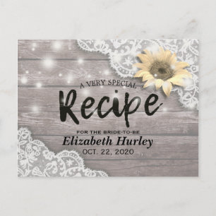 Brautparty Recipe Lace Sonnenblumenleuchten Einladungspostkarte