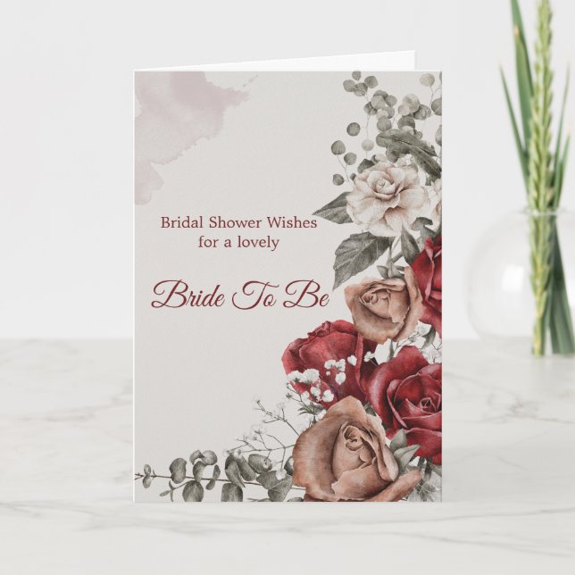 Brautparty Red Bronze Rose Bloral Karte (Vorderseite)