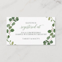 Brautparty Registry Cards Eukalyptus Greenery